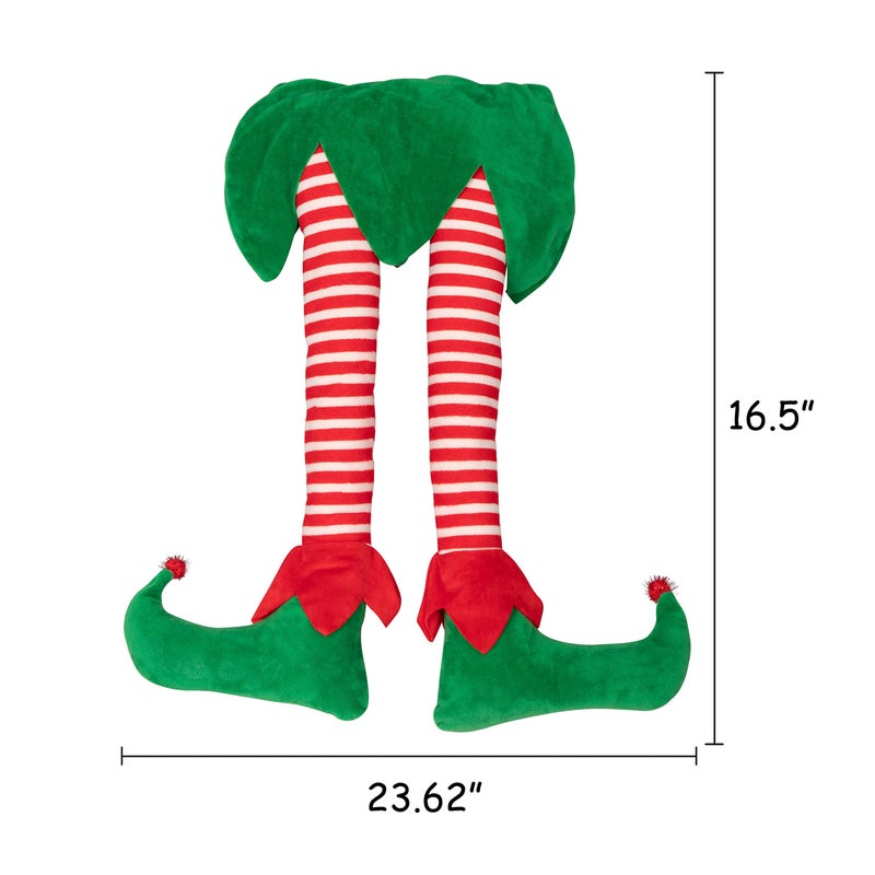 Geefuun 23â€ Christmas Elf Stuffed Legs Stuck Tree Topper Decorations -Xmas Holiday Indoor Outdoor Decor Party Ornaments and Decorations - Image 4
